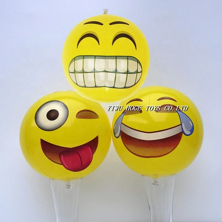 Wajah Smiley Kuning PVC Ukuran Besar Inflatable Logo Kustom Pantai Bola untuk Renang