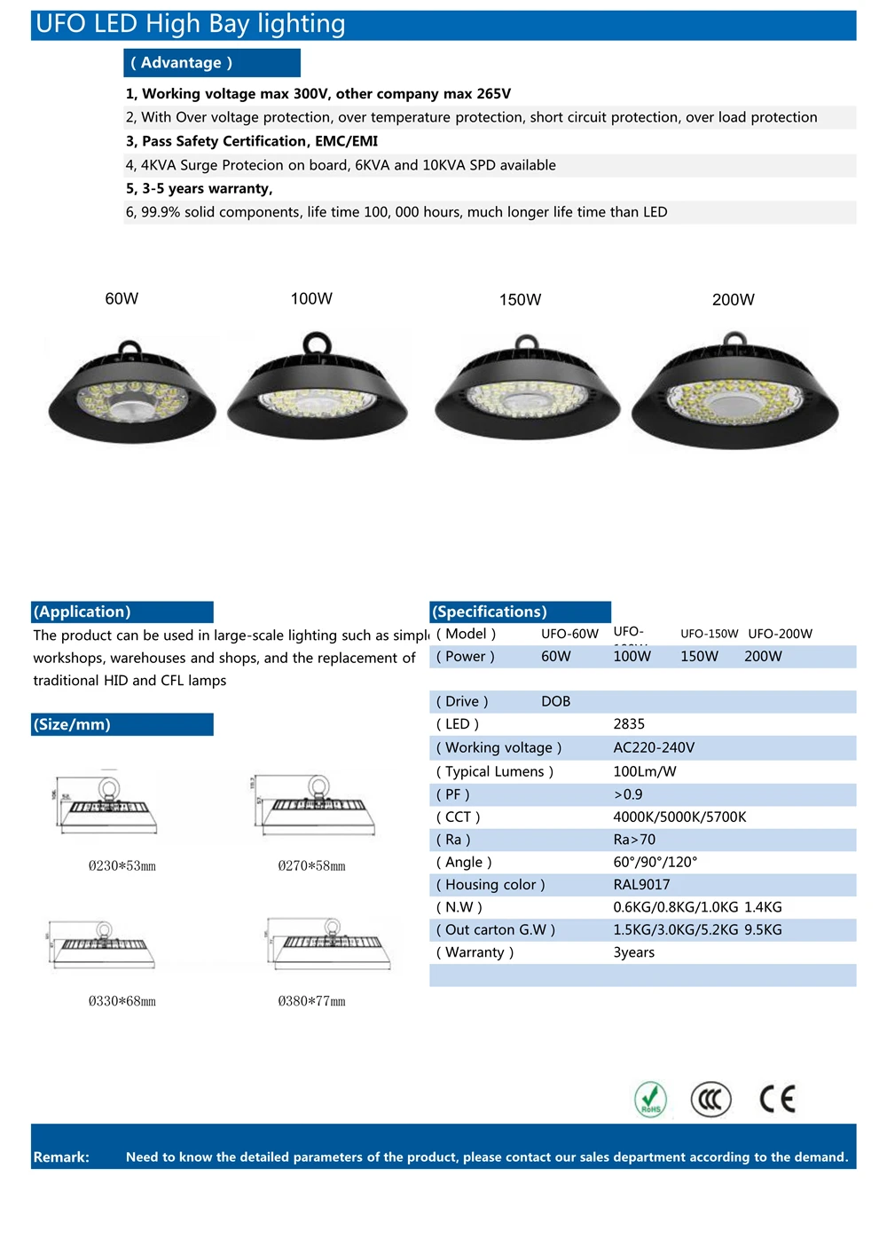 dob led high bay lamps