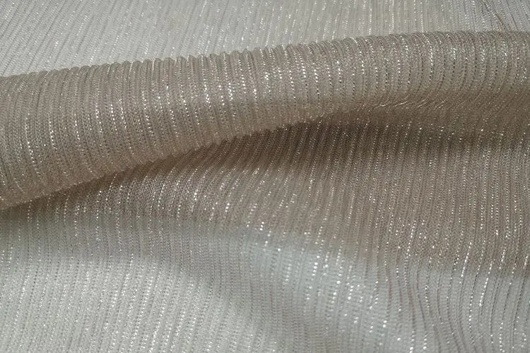 100 Polyester Shiny Silk Lurex Pleated Mesh Two Tone Mesh Pleated