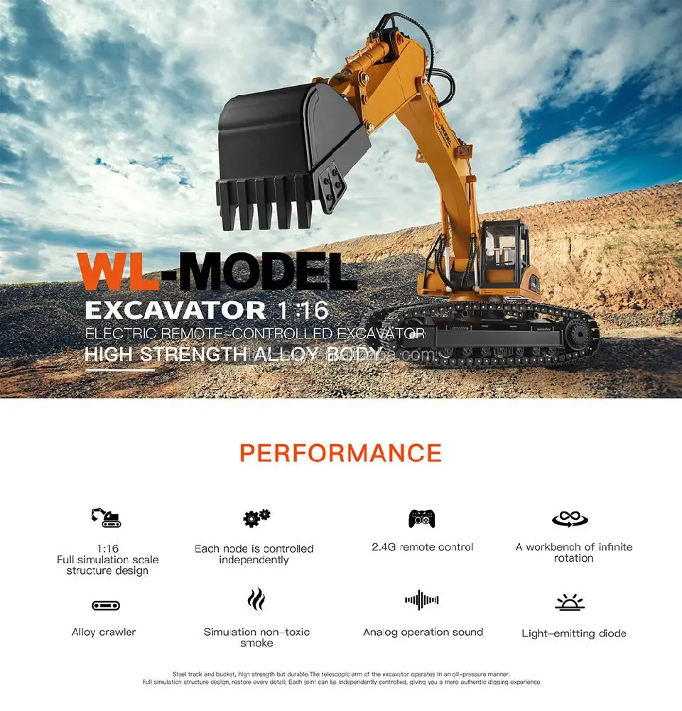 wltoys 16800 excavator ショベルカー WLtoys 16800 1/16 2.4G Excavator RC Car Toys Styling 23