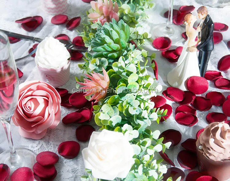 200pcs Silk Satin Rose Petals For Weddings Burgundy Rose Decorations