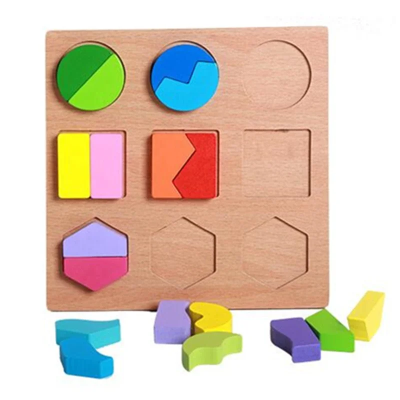 Montessori Toys 20cm Wooden Board With Colorful Geometric Shapes For ...