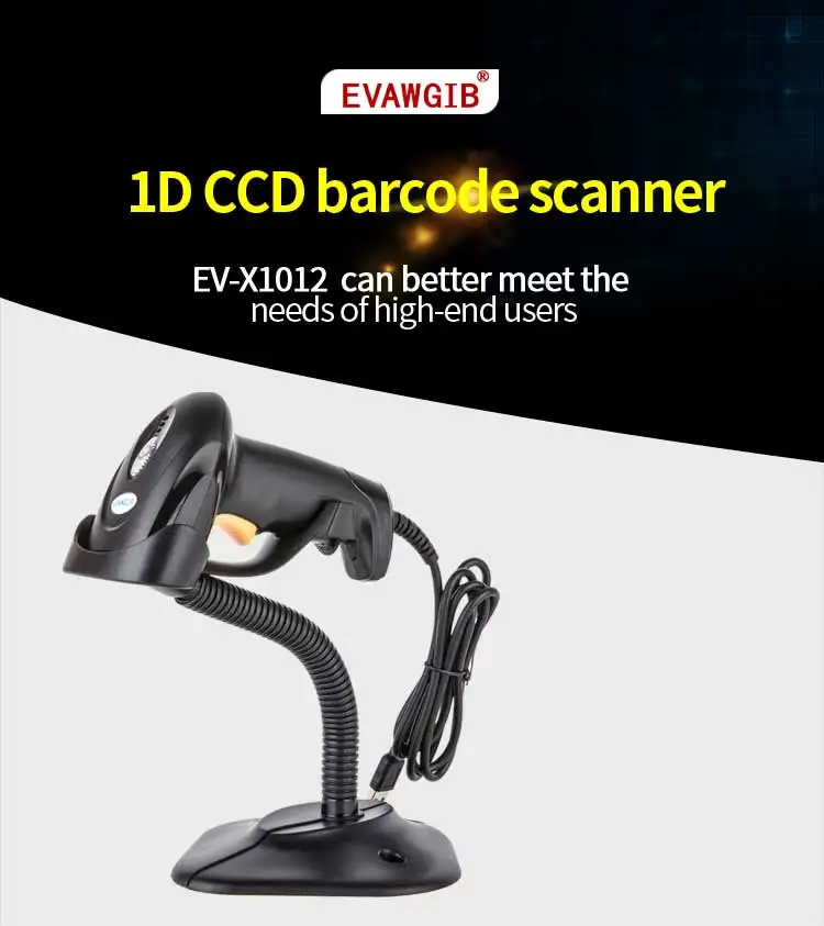 1d Ccd Highend Wired Barcode Scanner With Stand Usb Interface