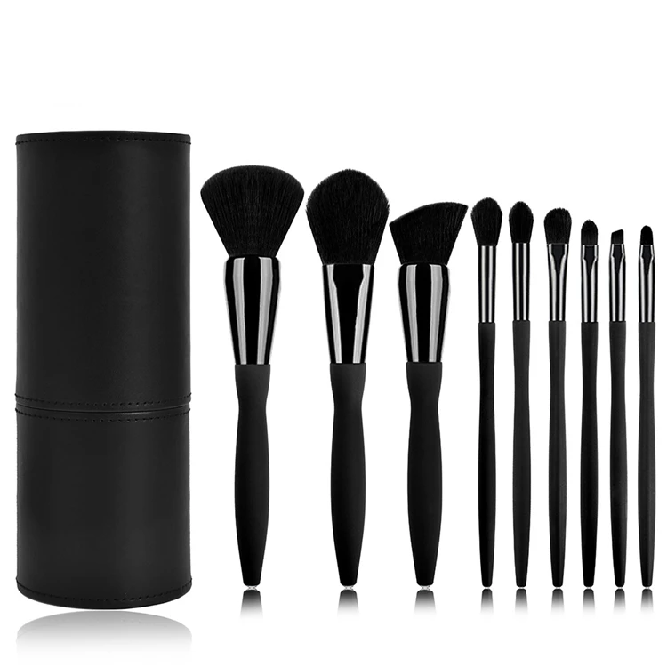 

Private Label Low MOQ 9pcs Vegan Synthetic Hair Black Diamond Makeup Brush Set, Black makeup brush set