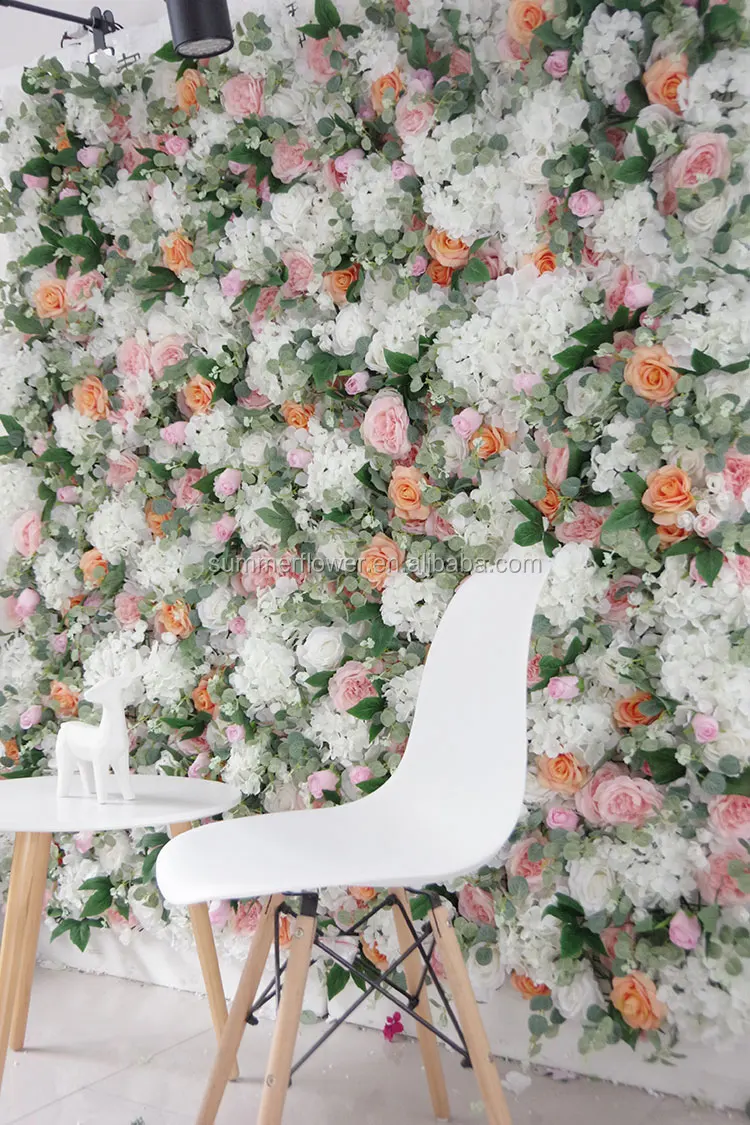 Cheap Flower Wall Whole Sale Artificial Flower Panel Backdrop 40*60cm Plastic Grid Panel Flower