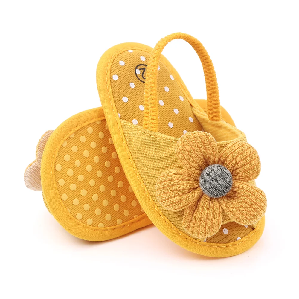 High quality baby sandals flower soft sole cotton baby slippers indoor newborn baby shoes in summer