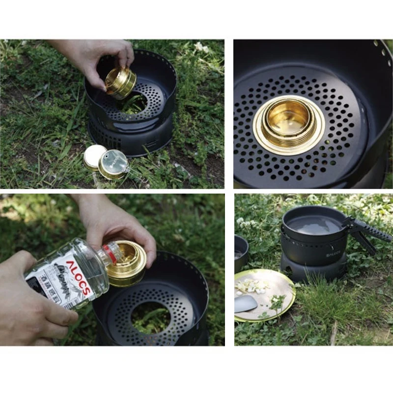Steel Outdoor Cooking Alcohol Stove For Camping Picnic Mesh Bag A2V0 