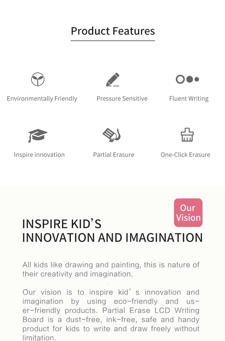 Erasable Notepad Partial Delete Writing Board 10 Inch Writing Tablet for Kids Digital Drawing Learning Toys