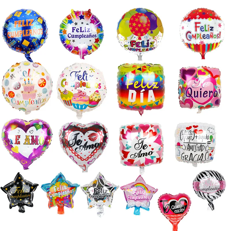 

panish birthday foil balloons,50 Pieces