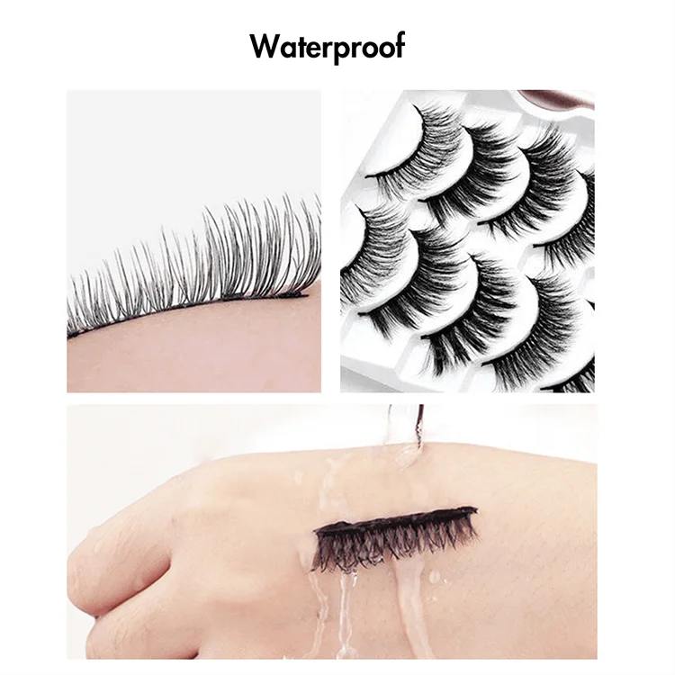 Wholesale 5 Pairs Lash Vendor Private Label Logo Natural 3d Mink  False Eyelashes With Magnetic Liquid Eyeliner Set Eyelashes
