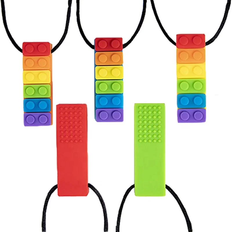 Wholesale Rainbow Silicone Autism Building Block Teether Sensory Autism