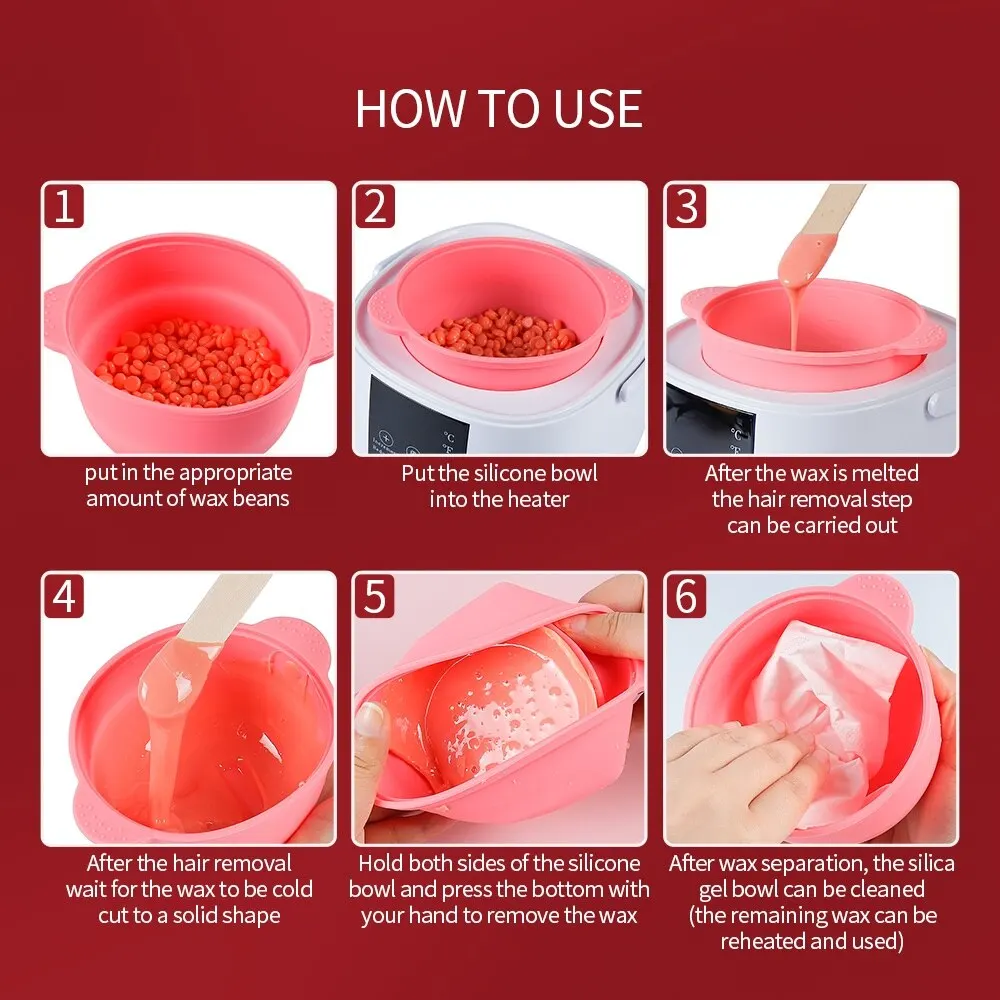 400ML Non-Stick Reusable Silicone Wax Bowl Container Hair Removal Microwave Heating Bowl Hair Removal Mask Wax Makeup Tools details