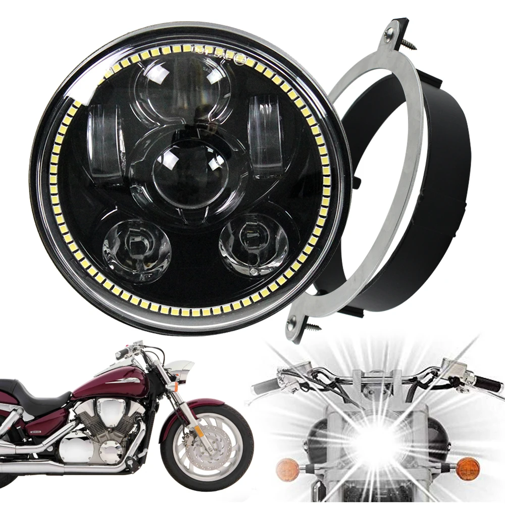5.75 inch Led Headlight High Low Beam DRL with Bracket Compatible with VTX 1800 VTX 1300 Motorcycle