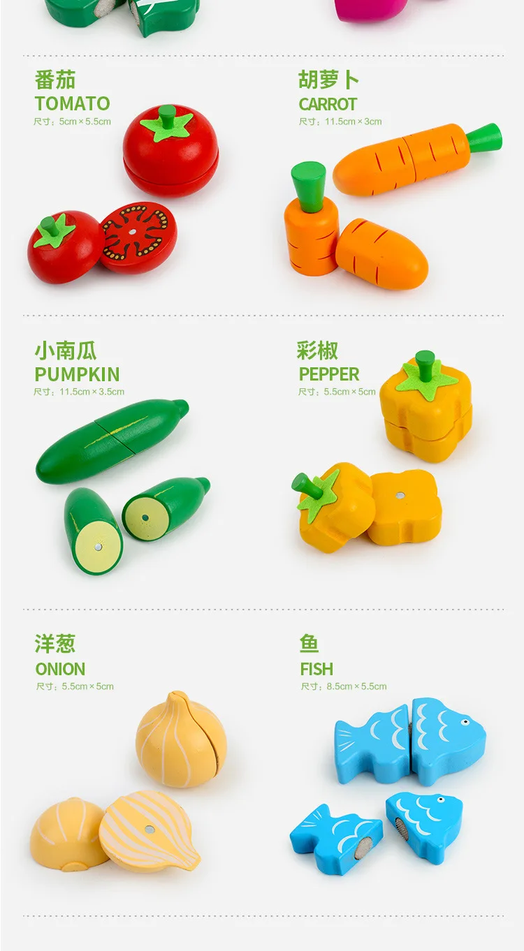 Kids Wooden Fruits And Vegetables Cutting Toy Wooden Fruit And