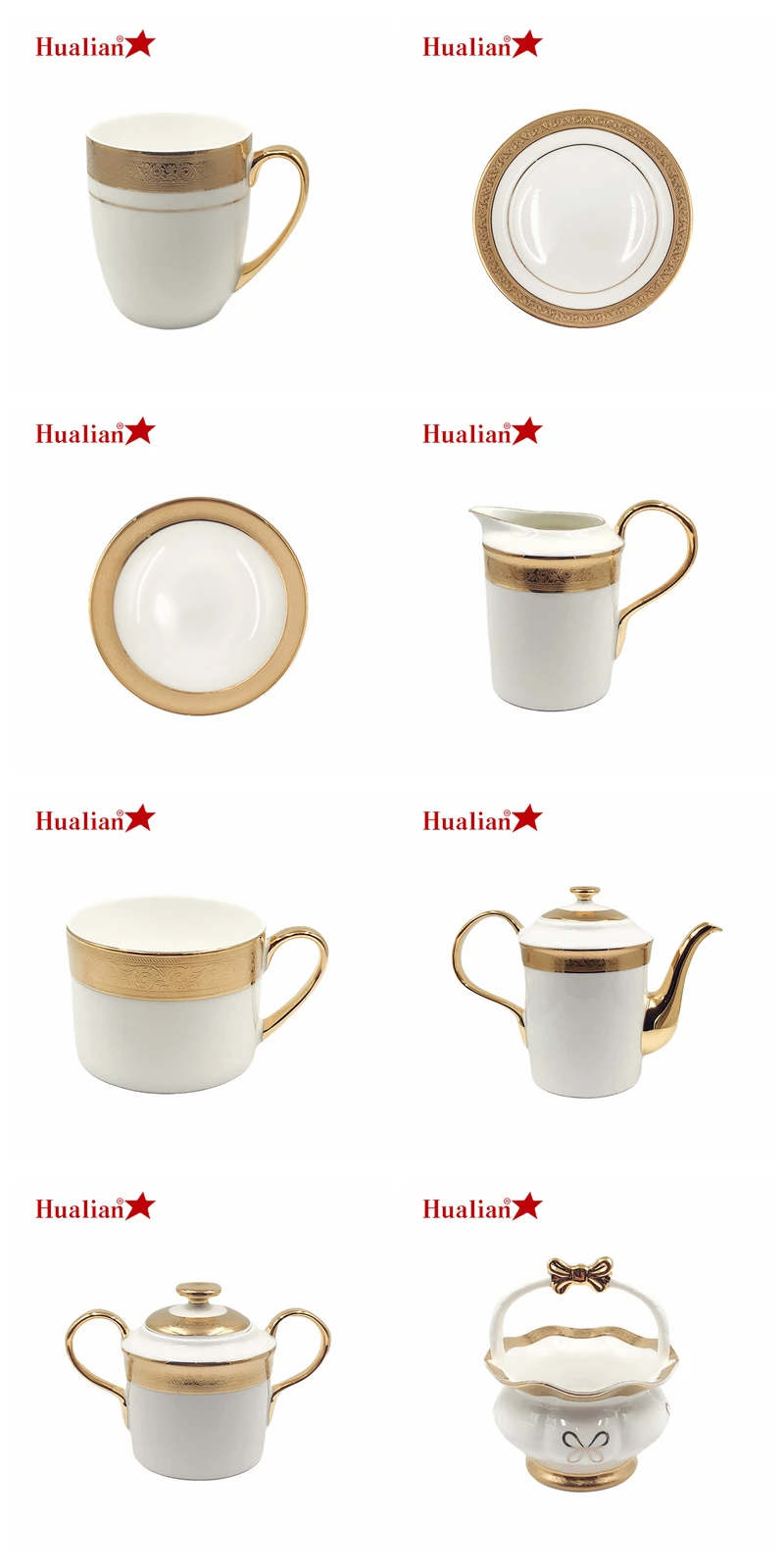 Hualian Factory Luxury Modern Cup Set Ceramic Dinnerware Set Ceramic Wedding Tableware New Bone