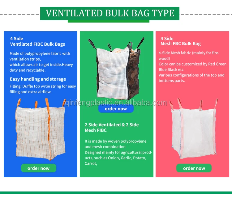 Vented Breathable Firewood Big Bag Jumbo Bulk Mesh Packaging Sack For