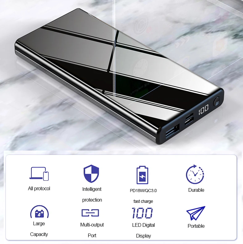 Guangdong QC fast charging battery bank USB-C portable mini power bank type-C rapid charge usb power bank - ANKUX.COM