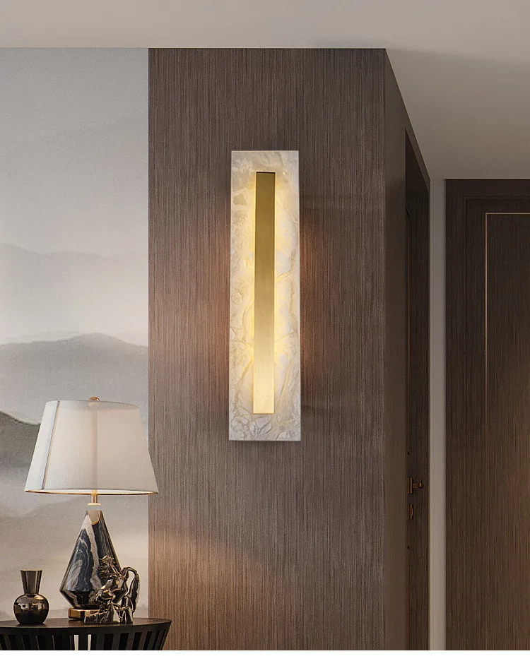 product modern nordic led wall lamps creative marble indoor gold minimalist line luxury design bedside wall decor easy recessed home-6
