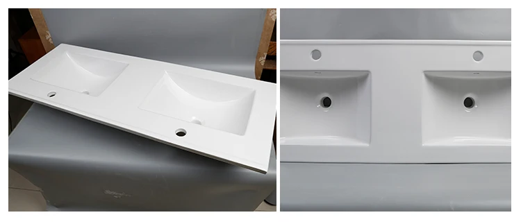 Modern design double wash basin ceramic bathroom cabinet sink