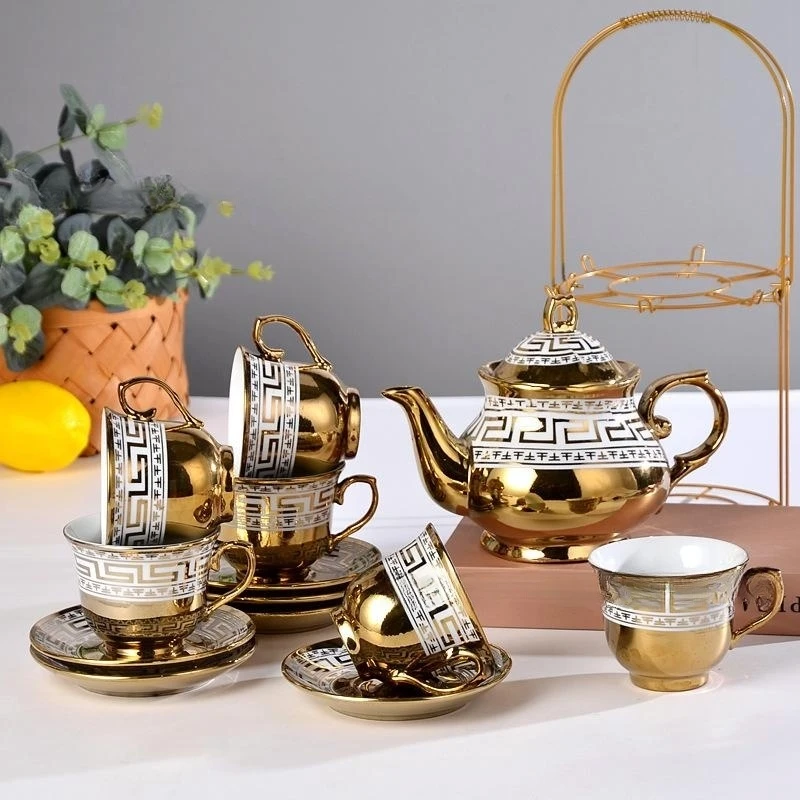 Luxury Golden Design Tea Set Teapot Set Porcelain With Stand Buy High