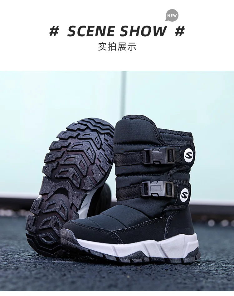 HOBIBEAR Boys Winter Durable Snow Boots Warm Big Size Girls Snow Boot Children Fashion Shoes