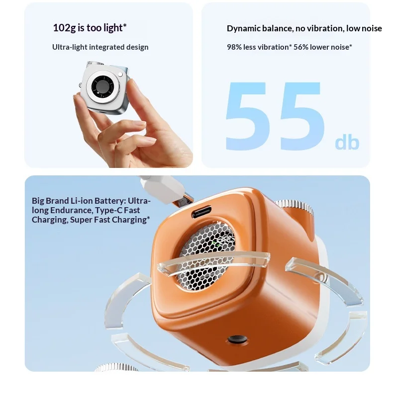2000mah Mini Handheld USB Fan with Brushless DC Motor 199 Speed ...
