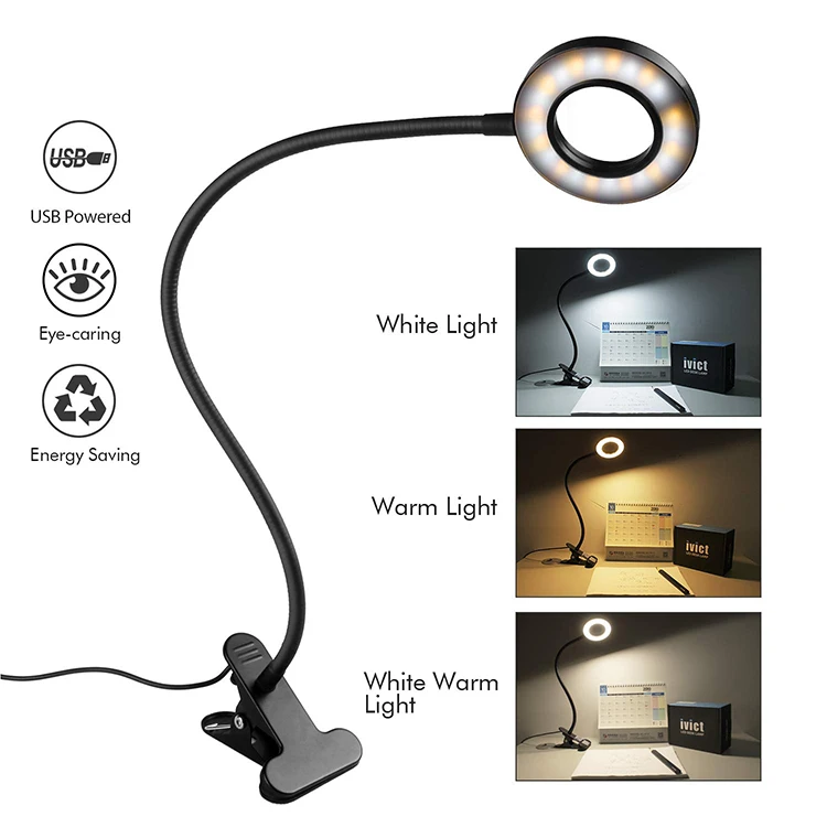 USB Powered Remote Control Flexible Home Office Study Reading Room Clip LED Table Night Lamp