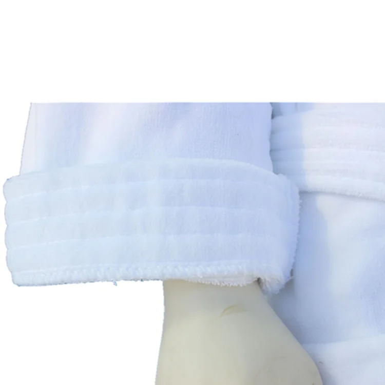 White Kimono Collar Style Terry Cloth Hotel Bathrobe unisex Adults Cotton sleepwear details