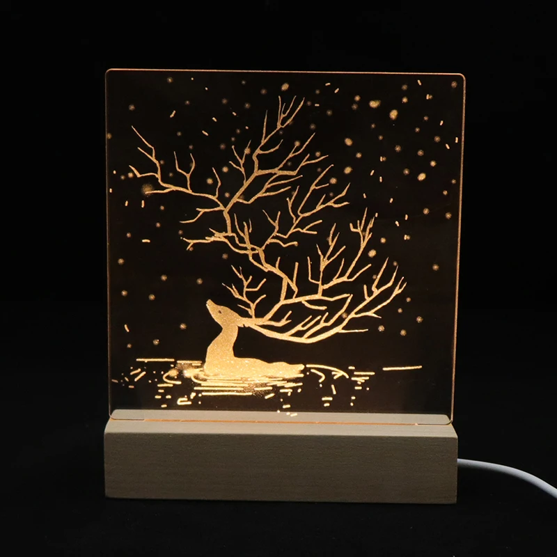 High Quality Beech Wood Display Stand Rectangle Led Light Base With Usb