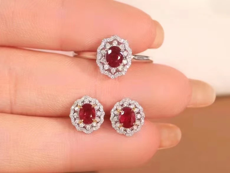 Ruby Ring Stud Earrings Buy Ruby Ring Ruby Earrings 18k Gold Ruby Set
