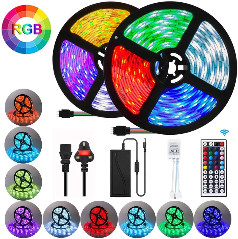 5M 10M 15M 20M RGB 44 Key Remote Control LED String Lights Bar IP65 Waterproof Indoor Outdoor festival decoration lamp set