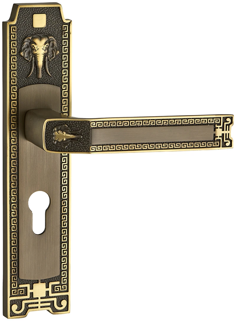 Chinese Style Brass 7.5-8CM Wooden Door Handle Lock Set Key Lock