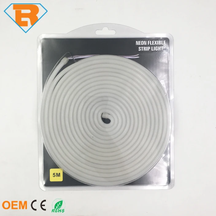 Waterproof IP65 DC12V SMD 2835 White Color LED Neon Rope Strip Light 5M One Set Silicone Shell for Decorative Lighting