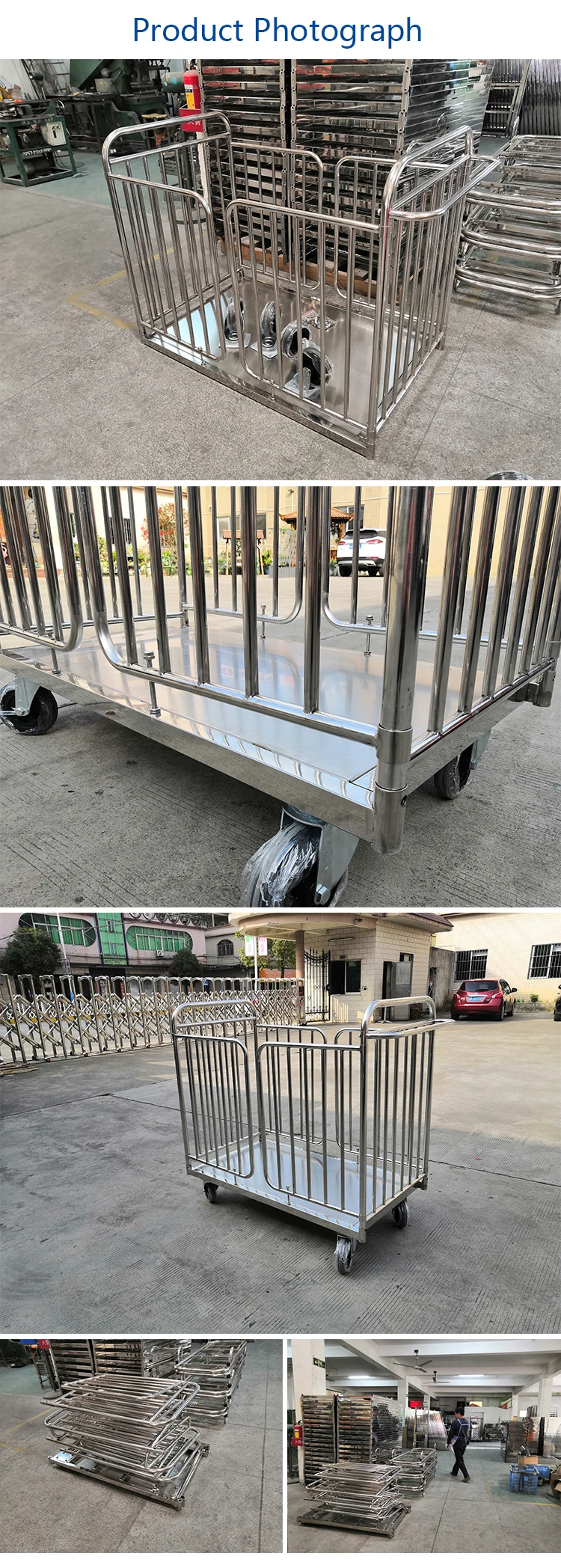 Heavy Duty Stainless Steel Laundry Room cart Bin Hotel making up bed service laundry trolley cart