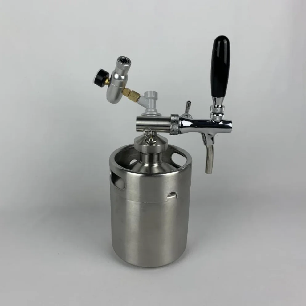 product-beer mini keg with co2 regulator gas liquid ball lock adjustable thread tap dispenser-Trano--2