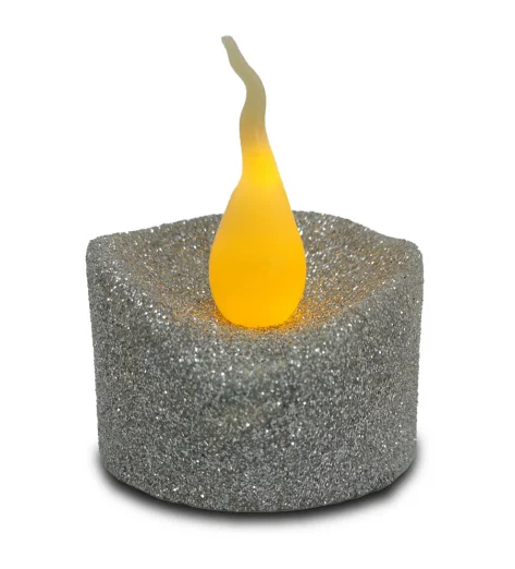Battery Operated Glitter Tealight Candles Yellow Flameless Flickering Electronic Candle Lights For Christmas Party Decoration