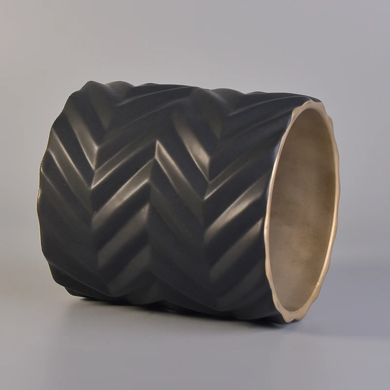 Geo cut cylinder plating ceramic votive candle container customized candle vessel wedding centerpieces supplier