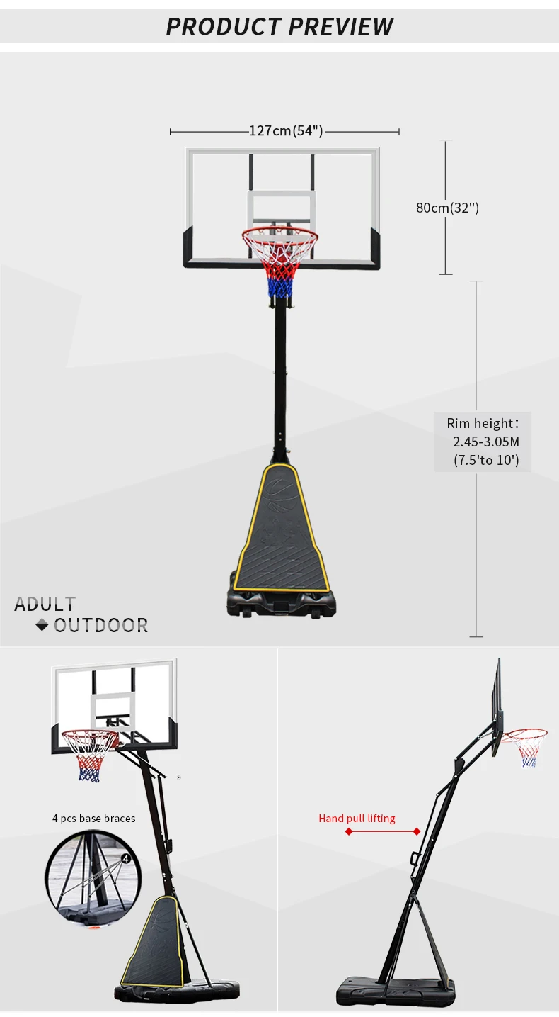 Q024 Adult Luxury Power Lift Basketball Hoops And Basketball Stand