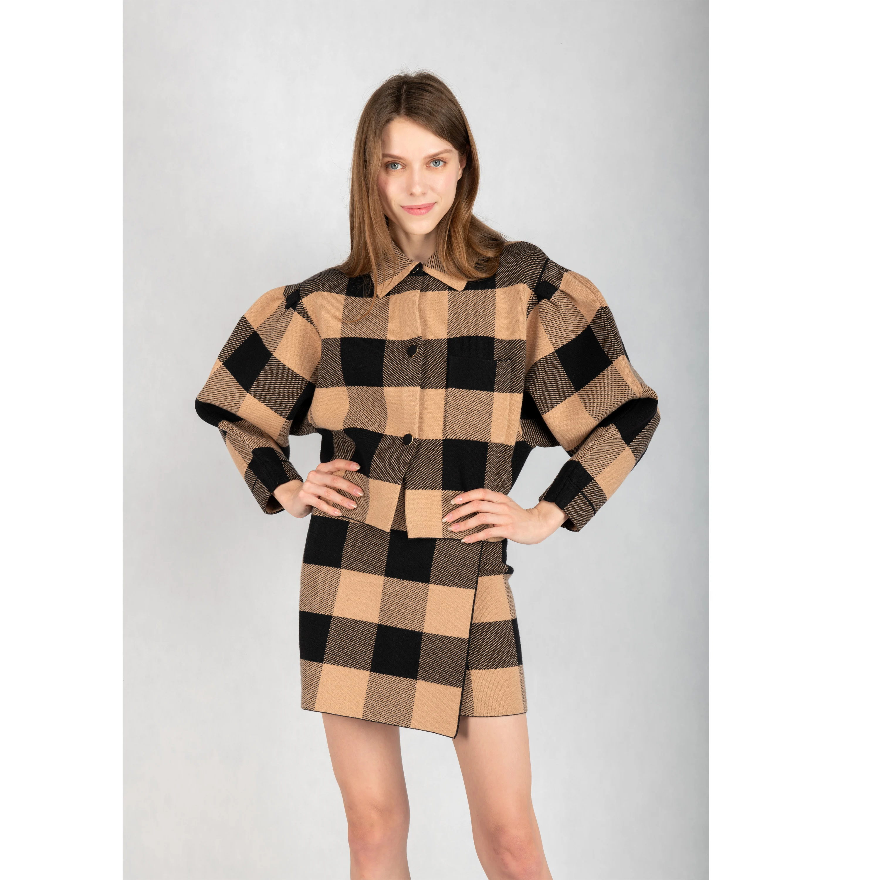 2020 fashion sweater classic check pattern sweater suit cardigan