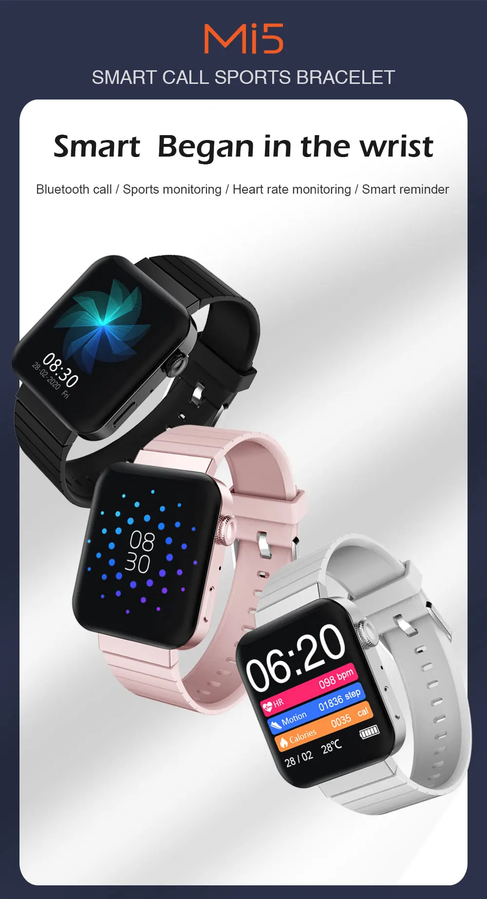 Newest Amazon Smart Watch Sport Bracelet Wristband Fitness Tracker