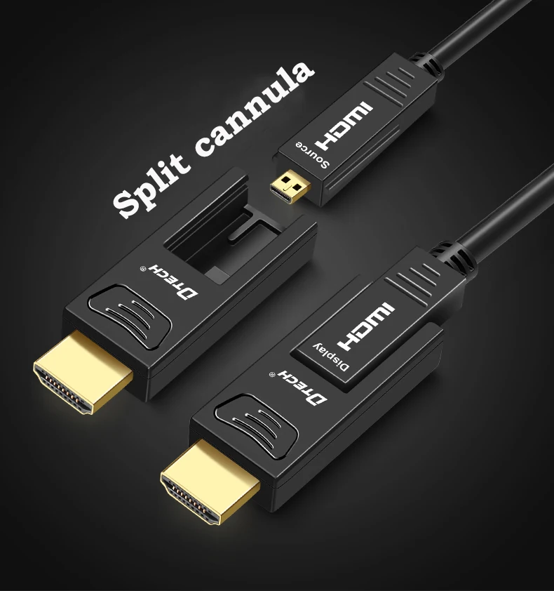 DTECH 1080p high speed lossless transmission active optical fiber 4k 3d aoc hdmi cable 100m