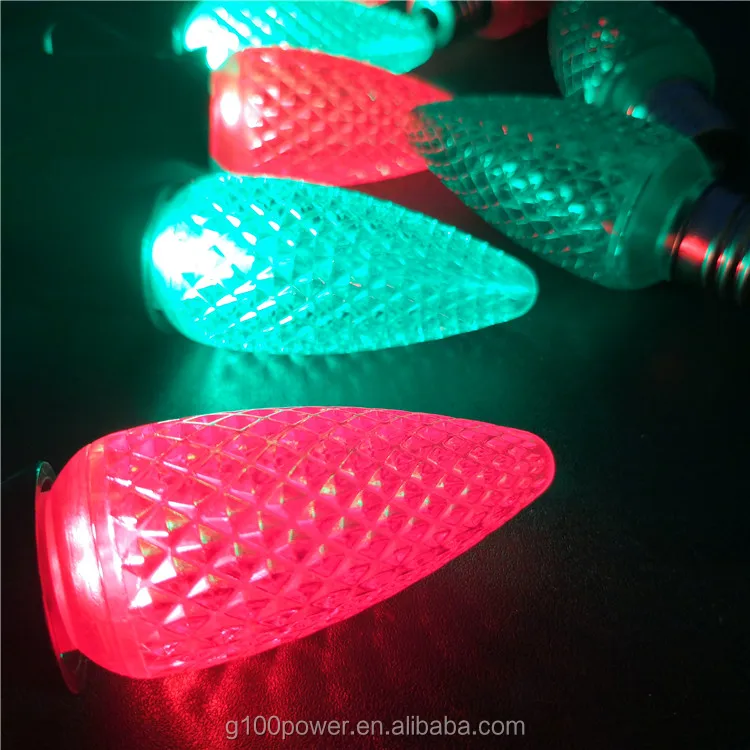 Outside C9 Red and Green Christmas Lighting LED Xmas Lamps Bulbs Plastic Strawberry