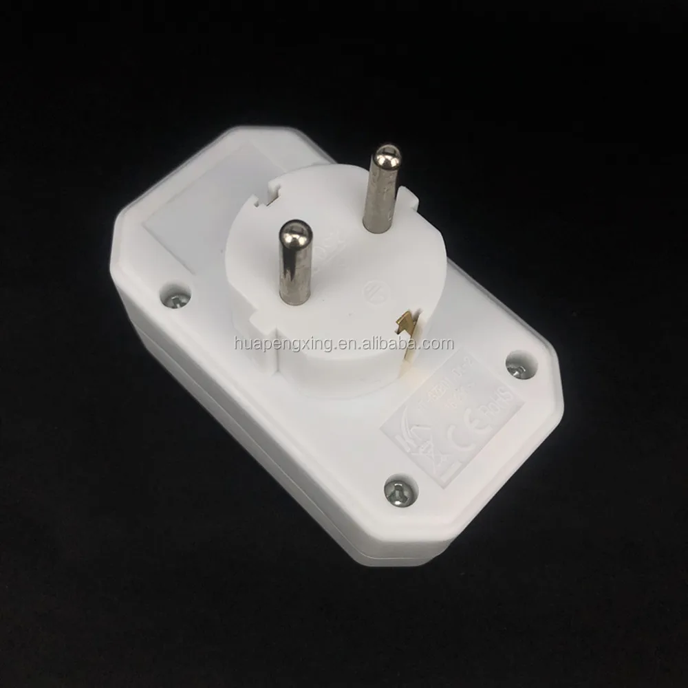 White Ce Copper 16a 3way 1 To 3 Eu Schuko Adaptor Plug Turkey Portugal Germany Russia Wall