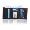 Genuine leather Trifold RFID minimalist card holder case mens slim wallet with window pocket