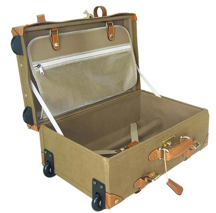 帆布复古手提箱木旅行行李拉杆箱