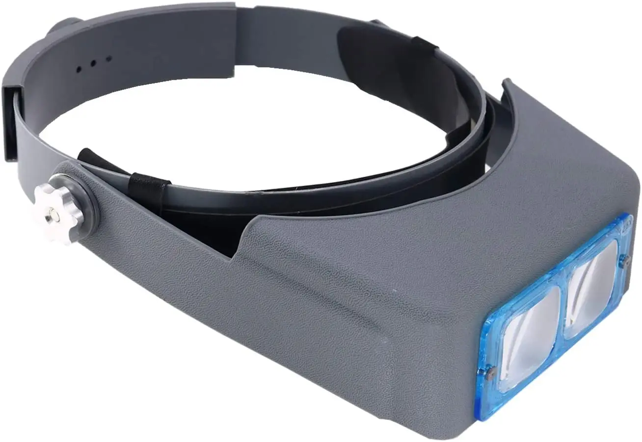 Beileshi Head-Mounted Magnifier with LED Light, Headband Double Lens  Illuminated Reading Magnifier Loupe Jewelry Visor Opitcal Glass Binocular