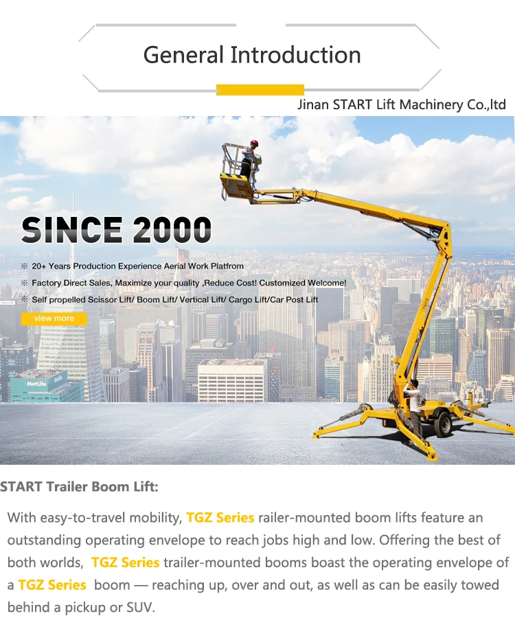china cherry picker spider lift man boom lift aerial work platform trailer mounted articulating telescopic towable boom lift