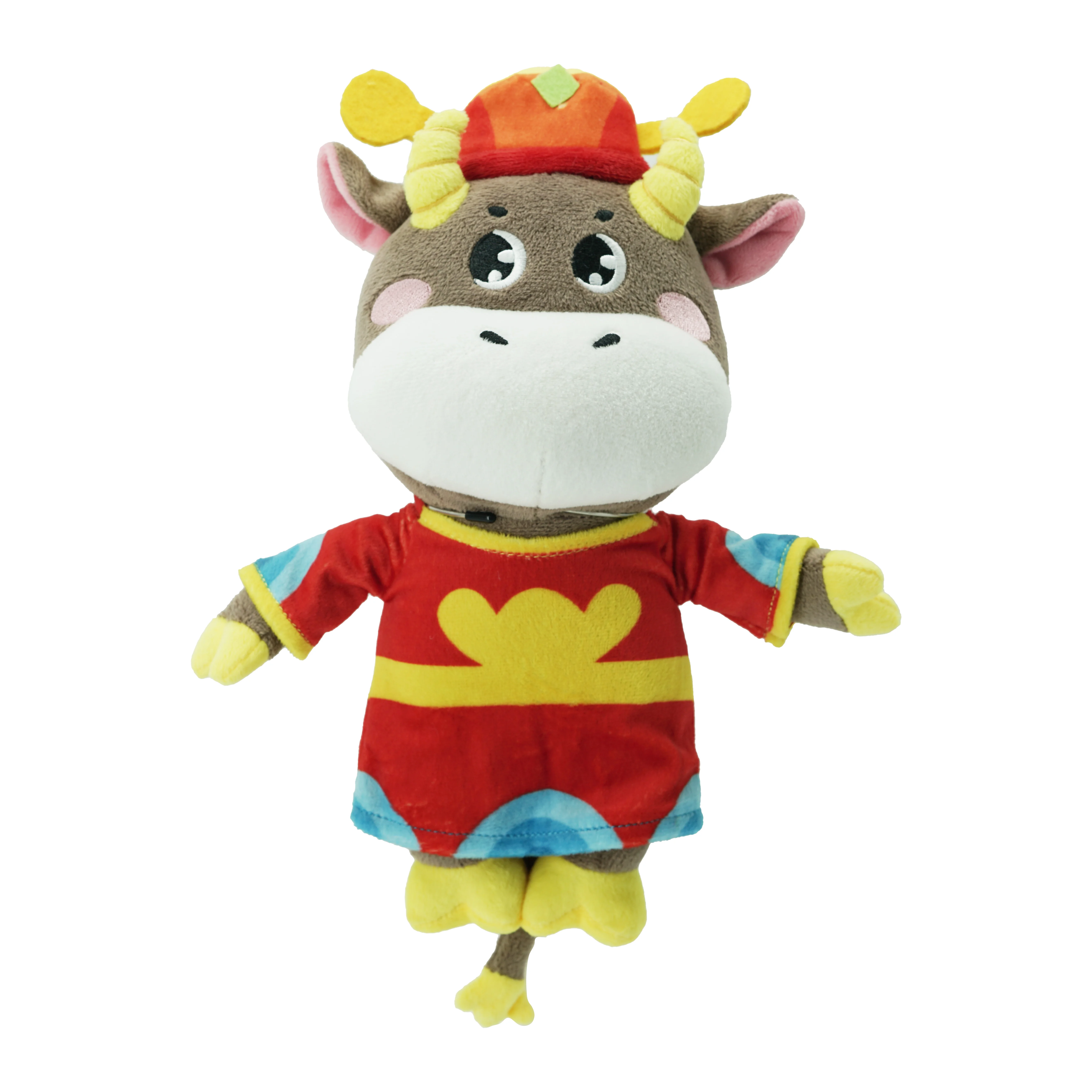 热卖卡通2021春节招财穿牛玩具毛绒可爱毛绒玩具可爱招财牛牛牛公仔