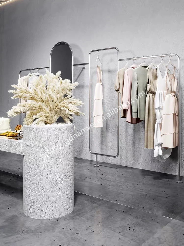 Jelimate Clothes Shop Decoration Black Silver Gold Clothing Display Rack Clothing Store Furniture Stainless Steel Clothing Display Stand Clothing Shelf Garment Rack