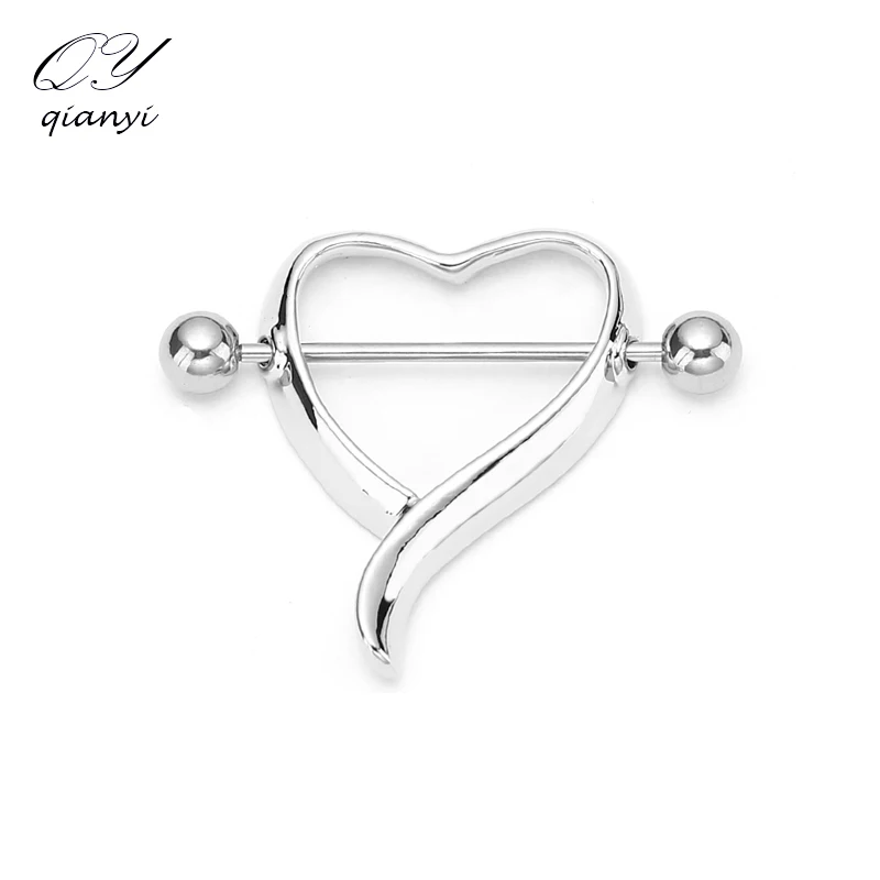 High Quality Fake Stainless Steel Heart Shaped Nipple Rings Body